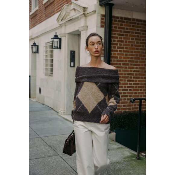 ZARA DIAMOND PATTERN STRAPLESS KNIT JUMPER - Picture 1 of 8